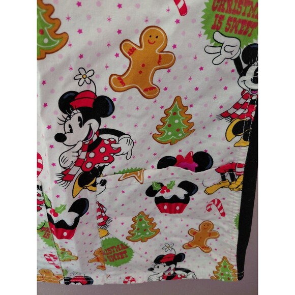 Disney "Christmas Is Sweet" Mickey/Minnie Women’s Scrub Top Size XS - Picture 6 of 11
